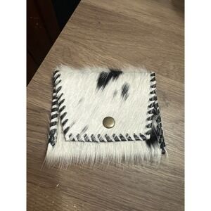 Myra Bag Cowhide Coin Purse Black White Hair on Hide Western Small Wallet